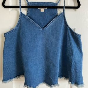 Large denim frayed edge tank top